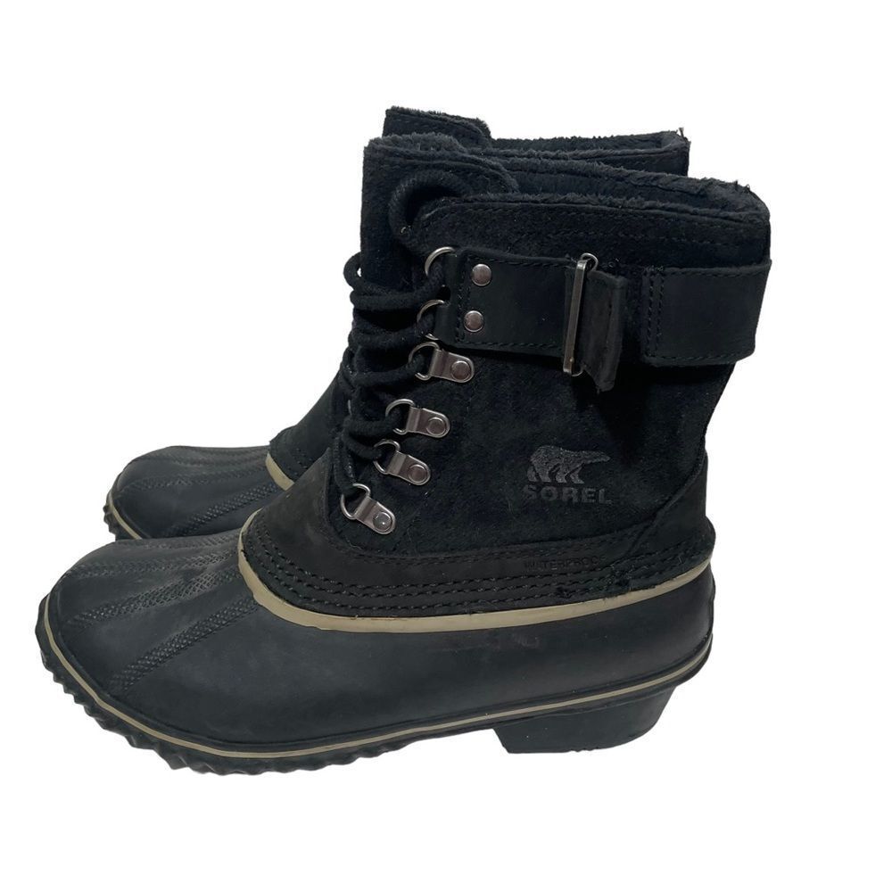 Sorel Black Waterproof Winter Fancy Lace Snow Boots